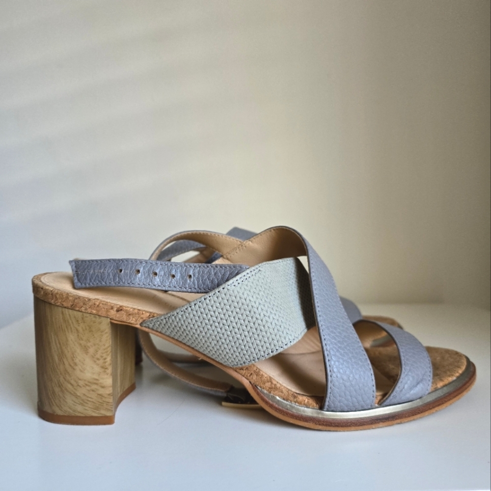 CLARKS Ellis Tilda Praline Leather Sandals 8.5M Blue